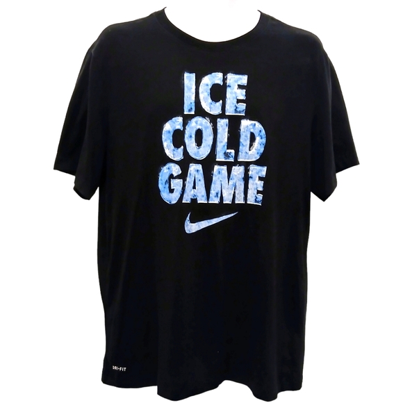 New Ice Cold Game Hockey Men's L Swoosh Logo Black T- Shirt - Picture 1 of 8
